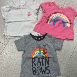 Girls bundle 3 short sleeve t shirts 0-3 months